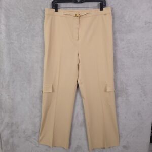 St  John Sport by Marie  Size 14 Cargo Pants  Black Gold Buckle Logo Chic